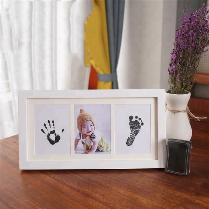 Personalised baby footprint kit with photo and frame